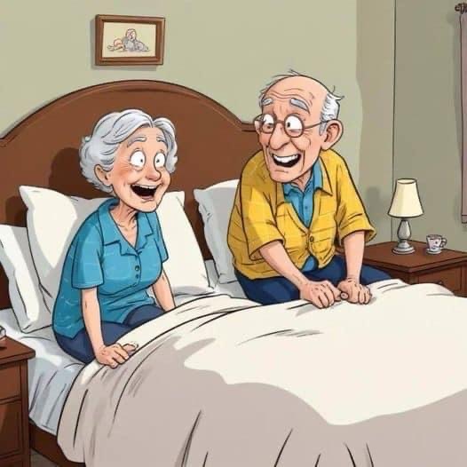 An elderly couple had just snuggled into bed when the old man let