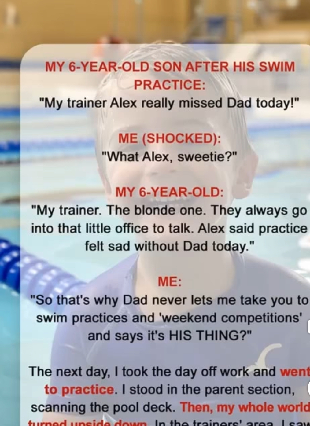 My Son Came Home from Swim Practice and Said, ‘My Trainer Really Misses Dad’ — Then Everything Made Sense