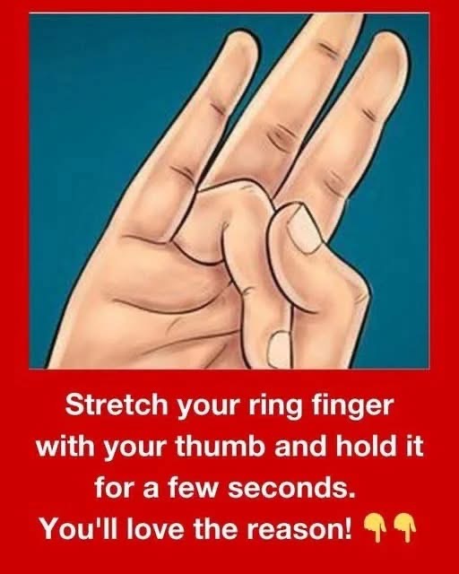 Stretch your ring finger with your thumb and hold it for a few seconds!