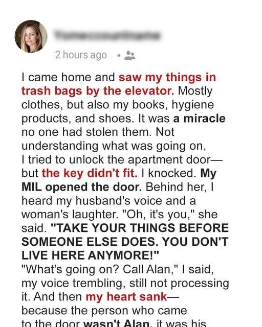 She Put My Things in Trash Bags and Left Them by the Elevator – Then My MIL Opened the Door and Dropped a Bombshell!