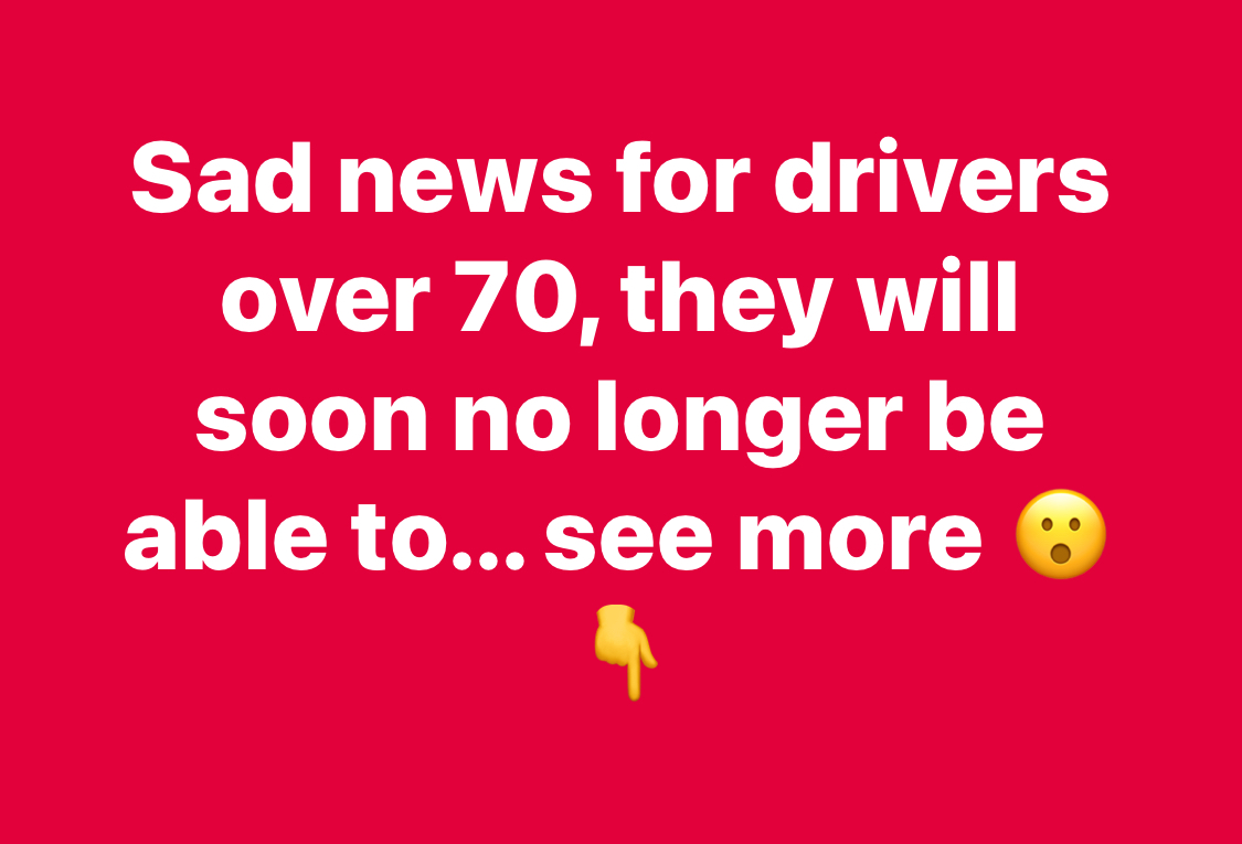 Sad news for drivers over 60, they will soon no longer be able to… see more